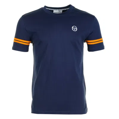 Sergio Tacchini Grello Crew Neck T Shirt Maritime Blue Orange Pepper