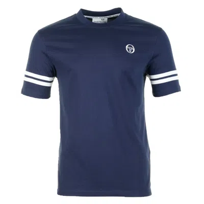 Sergio Tacchini Grello Crew Neck T Shirt Maritime Blue / White In Multi