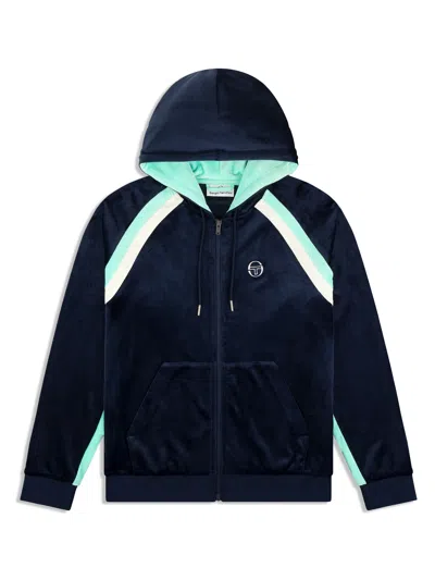 Sergio Tacchini Lazaro Velour Hoodie In Blue