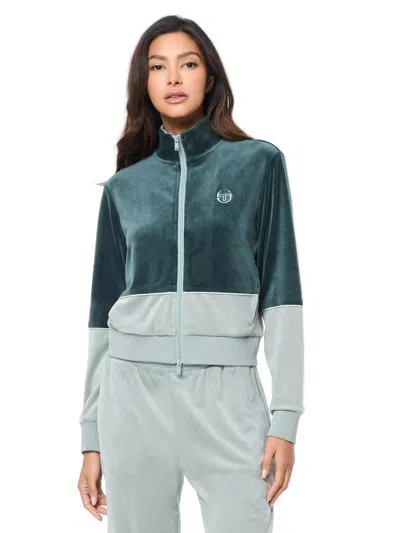 Sergio Tacchini Lina Velour Track Jacket In Green