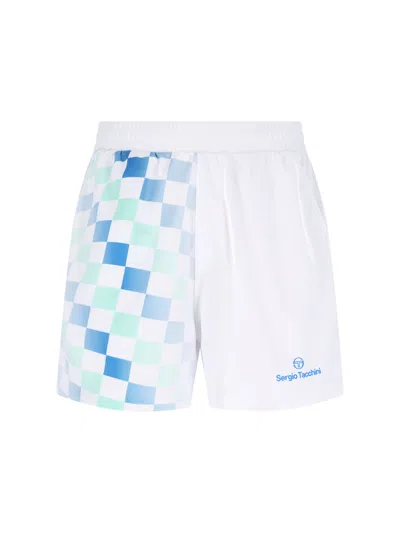 Sergio Tacchini Luca Check Track Shorts In White