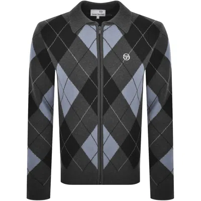Sergio Tacchini Macro Knit Cardigan Grey In Black