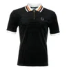 Sergio Tacchini Mahony Velour Zip Polo Black & Gold In Black