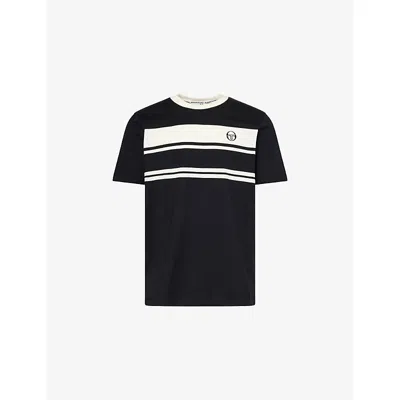 Sergio Tacchini Mens Black Dallarindo Striped Cotton T-shirt
