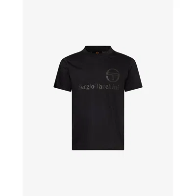 Sergio Tacchini Mens Black Lazio Logo-print Cotton T-shirt