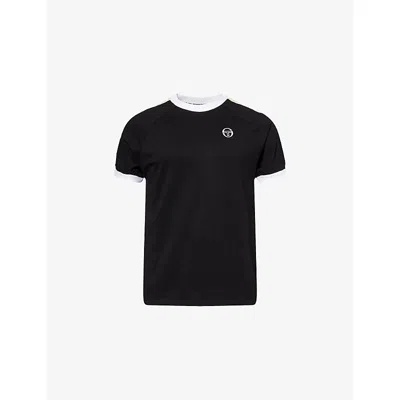 Sergio Tacchini Mens Black Pino Ringer Brand-embroidered Cotton-jersey T-shirt