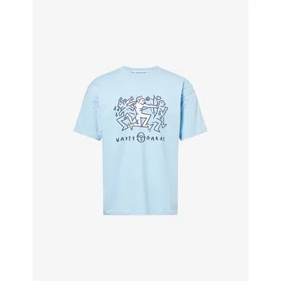Sergio Tacchini Mens Clear Sky  X Wavey Garms Tempo Rave Cotton T-shirt In Blue