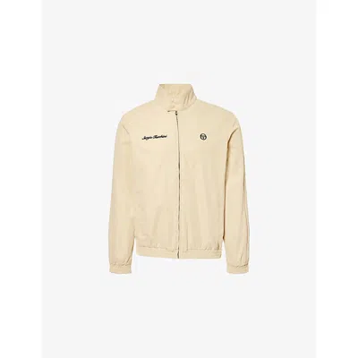 Sergio Tacchini Mens Desert Brando Logo-embroidered Woven Harrington Jacket In Neutral