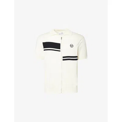 Sergio Tacchini Mens Gardenia Dallarindo Zip-up Cotton-knit Polo Top Xl In White