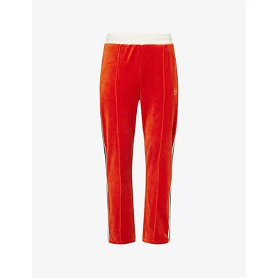 Sergio Tacchini Mens Rooibos Tea Monte Side-stripe Cotton-velour Track Pants Xl In Red