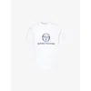 Sergio Tacchini Mens White/maritime Blue Logo-print Cotton T-shirt In White