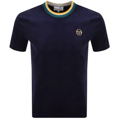 Sergio Tacchini Monte Velour T Shirt Navy In Blue