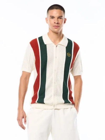 Sergio Tacchini Mens Gardinea Montell Button-up Cotton-knit Polo Top Xl In Neutral
