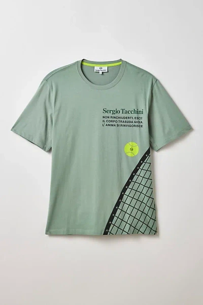 Sergio Tacchini Netto Graphic Tee In Slate Grey, Men's At Urban Outfitters In Green