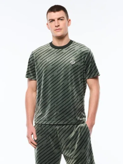 Sergio Tacchini Obliquo Velour T-shirt In Green