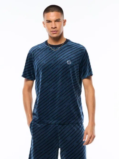 Sergio Tacchini Obliquo Velour T-shirt In Blue