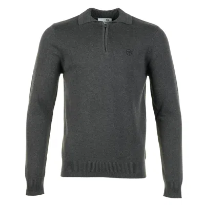 Sergio Tacchini Roberto Knitted Long Sleeve Polo Charcoal Marl In Gray