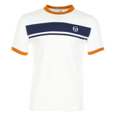 Sergio Tacchini Short Sleeve Master Tee Gardenia Maritime Blue Pumpkin Spice In White