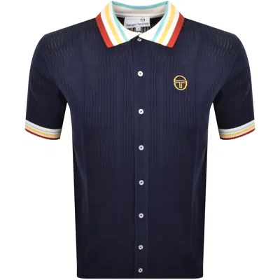 Sergio Tacchini Slice Knit Polo Maritime Blue In Navy