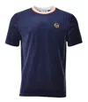 Sergio Tacchini Slice Tee Velour T Shirt Maritime Blue Gold