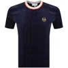 Sergio Tacchini Slice Velour T Shirt Navy In Navy