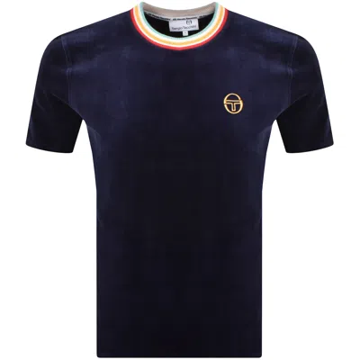 Sergio Tacchini Slice Velour T Shirt Navy