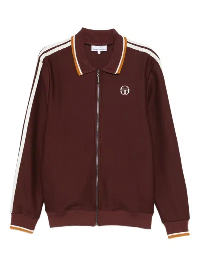 Sergio Tacchini Stripe Zip Sweatshirt In Brown