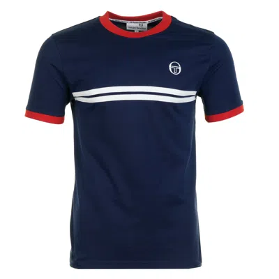 Sergio Tacchini Supermac Short Sleeve Tee Maritime Blue / Adrenaline Rush