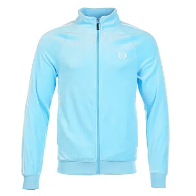 Sergio Tacchini Tasso Velour Track Top Baltic Sea / White In Blue