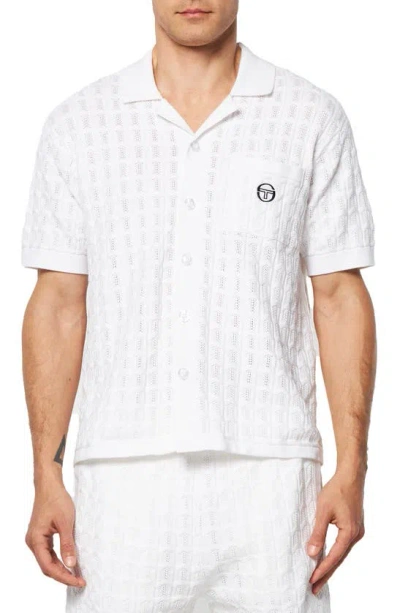 Sergio Tacchini Ulivo Texture Knit Camp Shirt In Brilliant White