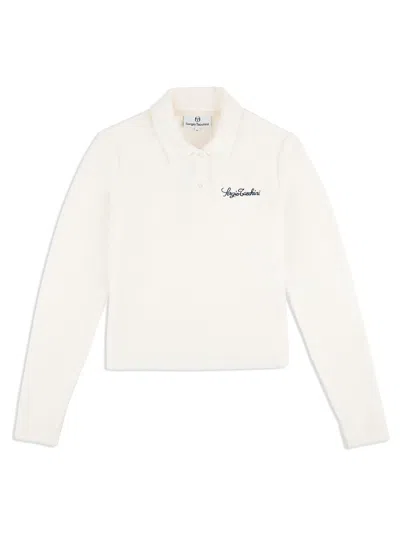 Sergio Tacchini Veneto Velour Long Sleeve Polo In White