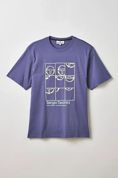 Sergio Tacchini Vincere Graphic Tee In Heron, Men's At Urban Outfitters In Purple
