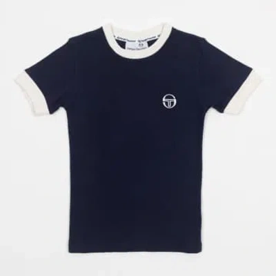 Sergio Tacchini Womens Morena Ribbed T-shirt In Navy & White In Blue