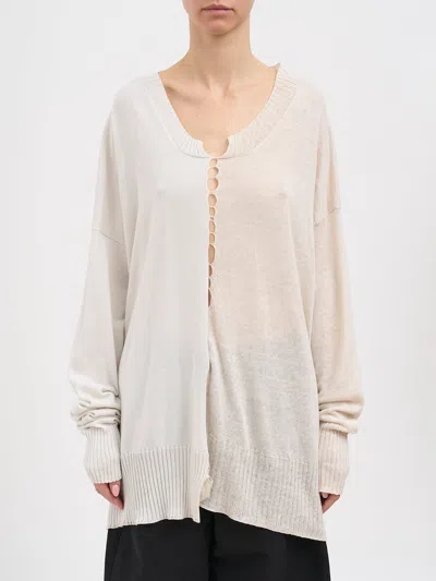 Serien°umerica Serienumerica Boxy Cotton And Linen Sweater In White