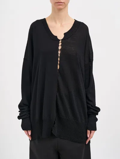 Serien°umerica Serienumerica Boxy Cotton And Linen Sweater In Black