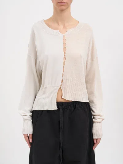 Serien°umerica Serienumerica Crop Cotton And Linen Sweater In White