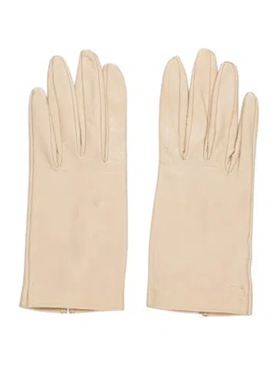 Pre-owned Sermoneta Gloves Beige Genuine Leather Mittens, W. Tags In Neutral