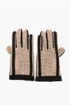 Sermoneta Gloves Braided Fabric Glovers With Leather Trims