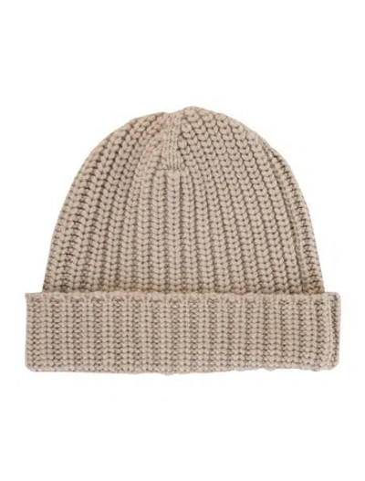 Pre-owned Sermoneta Gloves Knitted Cashmere Beanie W/tags In Neutral