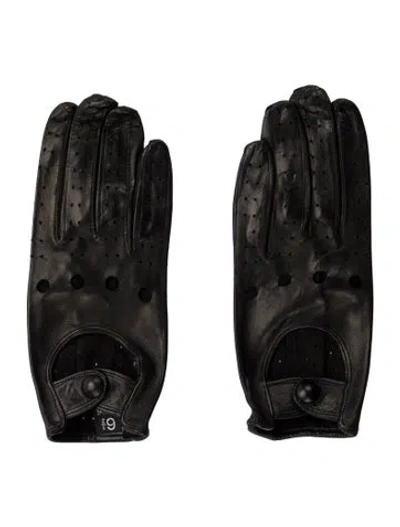 Pre-owned Sermoneta Gloves Leather Driving Gloves In Black