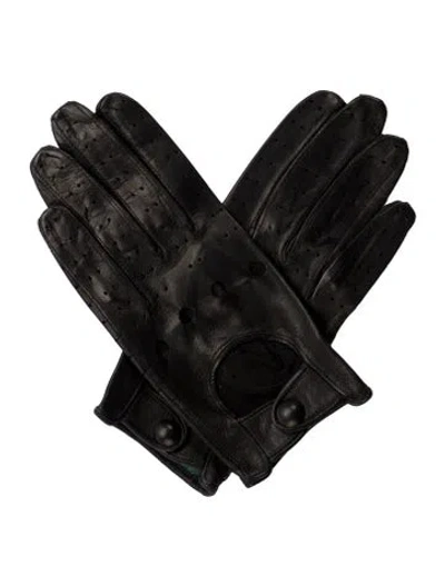 Pre-owned Sermoneta Gloves Leather Driving Gloves W/tags In Black