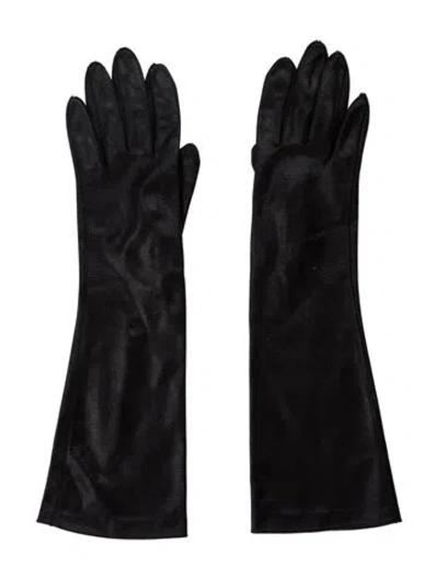 Pre-owned Sermoneta Gloves Leather Gloves In Black