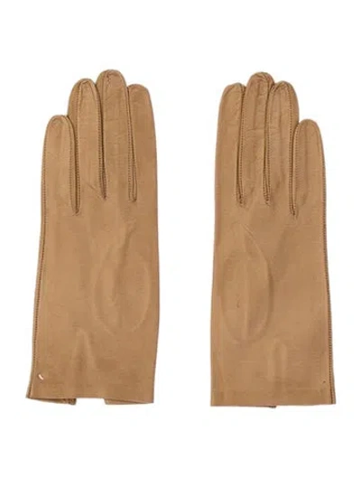 Pre-owned Sermoneta Gloves Leather Gloves In Neutrals