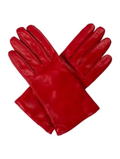 Pre-owned Sermoneta Gloves Leather Gloves In Red