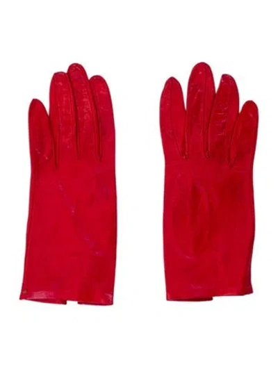 Pre-owned Sermoneta Gloves Leather Gloves In Red