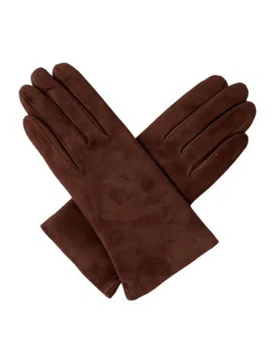 Pre-owned Sermoneta Gloves Leather Winter Gloves In Brown