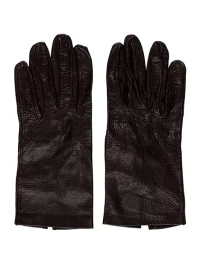 Pre-owned Sermoneta Gloves Leather Winter Gloves In Brown
