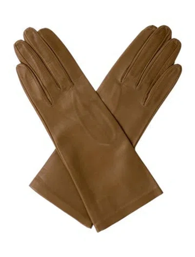 Pre-owned Sermoneta Gloves Leather Winter Gloves W/tags In Brown