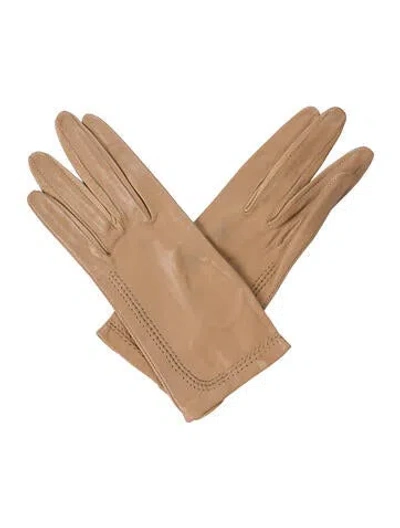Pre-owned Sermoneta Gloves Winter Leather Gloves In Neutral