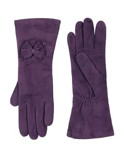 Sermoneta Gloves Woman Gloves Purple Size 8 Leather